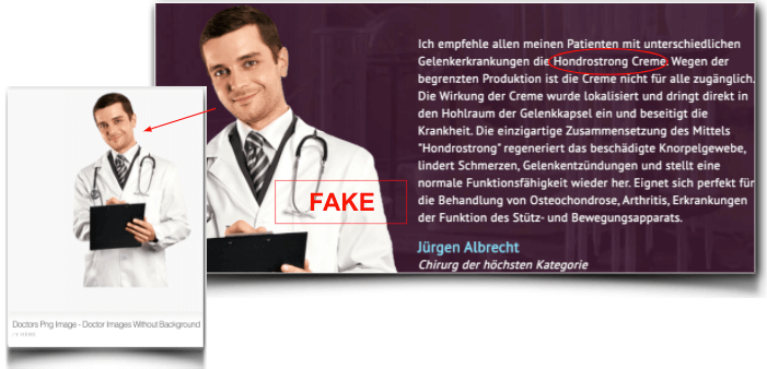 Gefälscher Arzt Bericht und Originalfoto Hondrostrong fake Arzt
