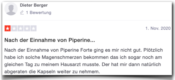 Piperine Forte Erfahrungsberichte Kritik Trustpilot